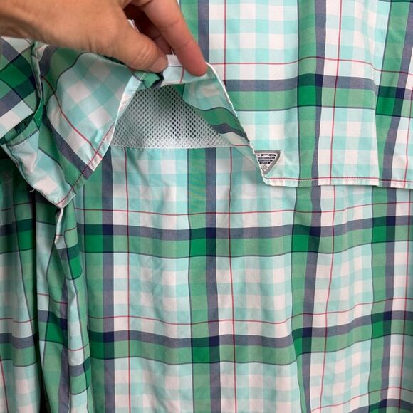 Columbia PFG Super Bahama Aqua Plaid Shirt L - Picture 5 of 10